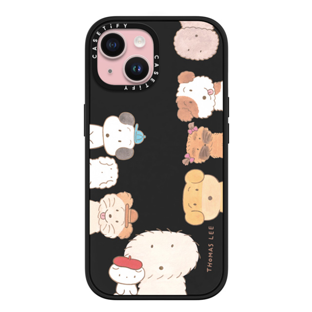 Thomas Lee x CASETiFY iPhone 15 ケース マットブラック インパクトケース MagSafe対応 WAKE UP! PUPPIES