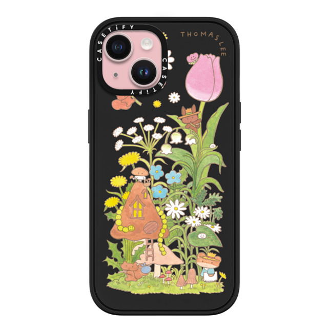 Thomas Lee x CASETiFY iPhone 15 ケース マットブラック インパクトケース MagSafe対応 WELCOME MY MUSHROOM