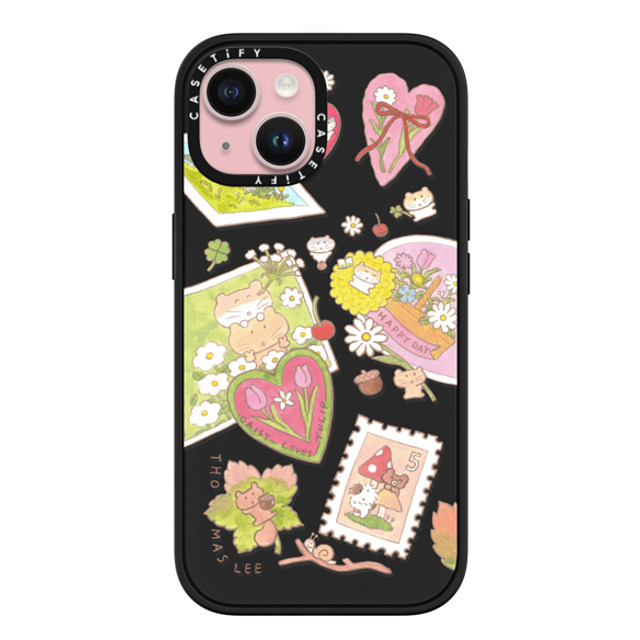 Thomas Lee x CASETiFY iPhone 15 ケース マットブラック インパクトケース MagSafe対応 DAISY LOVES TULIP