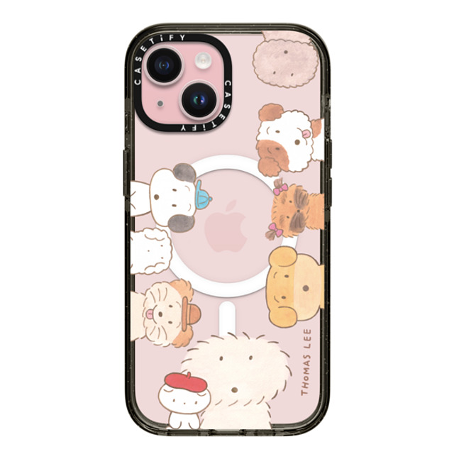 Thomas Lee x CASETiFY iPhone 15 ケース ブラック インパクトケース MagSafe対応 WAKE UP! PUPPIES