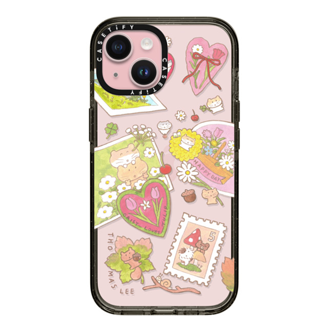 Thomas Lee x CASETiFY iPhone 15 ケース ブラック インパクトケース DAISY LOVES TULIP