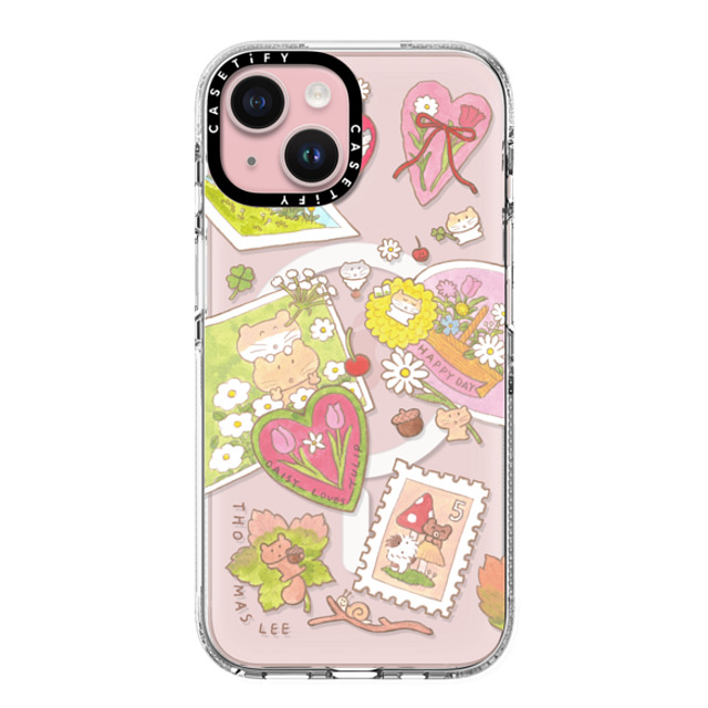 Thomas Lee x CASETiFY iPhone 15 ケース クリア クリア ケース MagSafe対応 DAISY LOVES TULIP