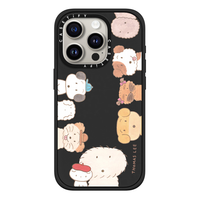 Thomas Lee x CASETiFY iPhone 15 Pro ケース マットブラック インパクトケース MagSafe対応 WAKE UP! PUPPIES