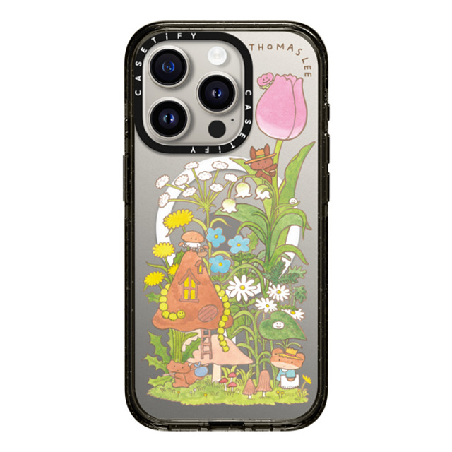 Thomas Lee x CASETiFY iPhone 15 Pro ケース ブラック インパクトケース MagSafe対応 WELCOME MY MUSHROOM