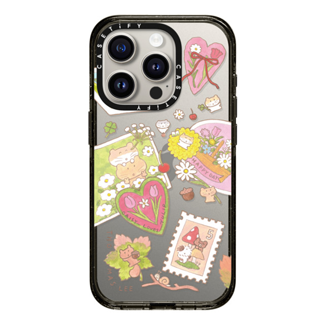 Thomas Lee x CASETiFY iPhone 15 Pro ケース ブラック インパクトケース DAISY LOVES TULIP