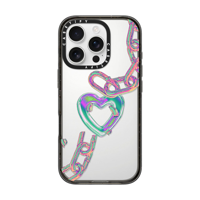 A Subtle Space x CASETiFY iPhone 16 Pro ケース Heart,Futurism ブラック インパクトケース Chain by A Subtle Space Back to School A Subtle Space x CASETiFY iPhone 16 Pro ケース Heart,Futurism ブラック インパクトケース Chain by A Subtle Space Back to School
