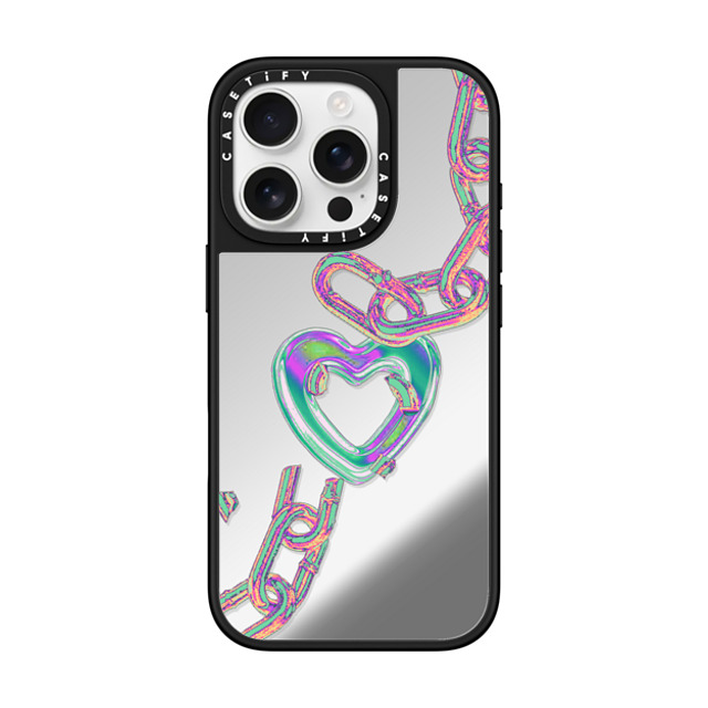 A Subtle Space x CASETiFY iPhone 16 Pro ケース Heart,Futurism Silver on Black ミラーケース MagSafe対応 Chain by A Subtle Space Back to School A Subtle Space x CASETiFY iPhone 16 Pro ケース Heart,Futurism Silver on Black ミラーケース MagSafe対応 Chain by A Subtle Space Back to School