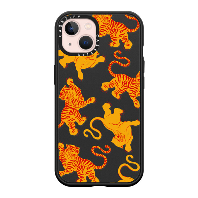 Shayla Bond x CASETiFY iPhone 13 ケース マットブラック インパクトケース MagSafe対応 Tigers, Tigers & Tigers, Oh My