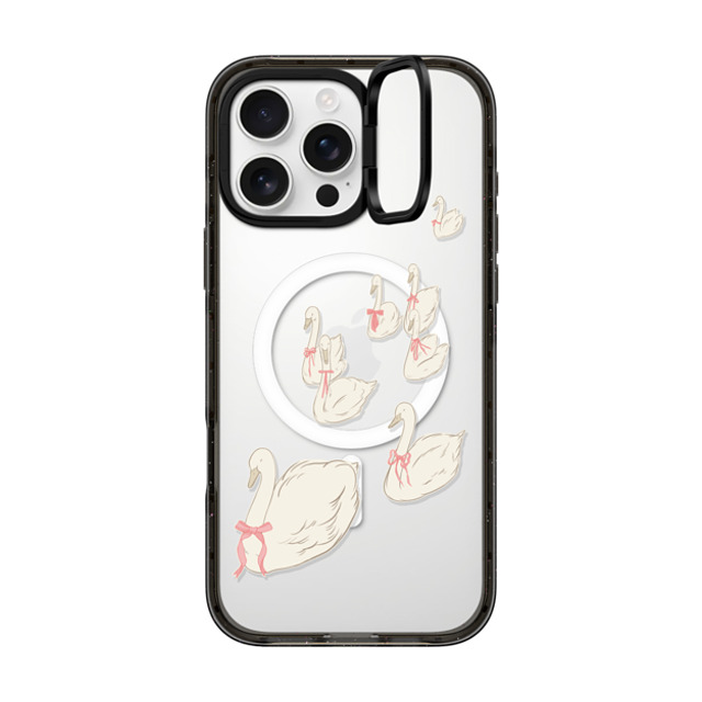 Shayla Bond x CASETiFY iPhone 16 Pro Max ケース ブラック インパクトリングスタンドケース MagSafe対応 Swan Lake