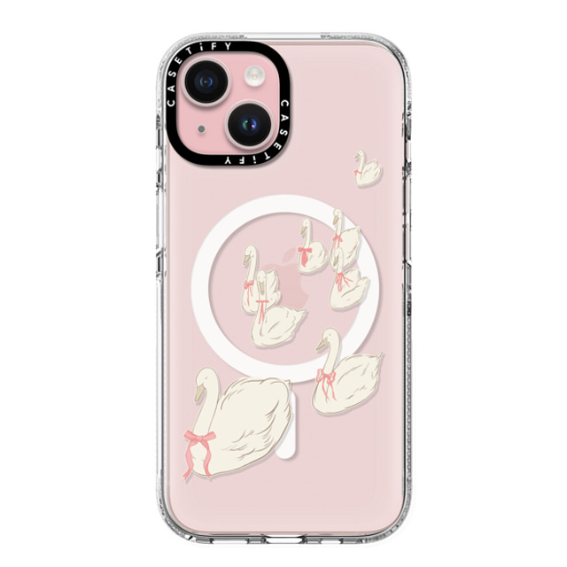 Shayla Bond x CASETiFY iPhone 15 ケース クリア クリア ケース MagSafe対応 Swan Lake