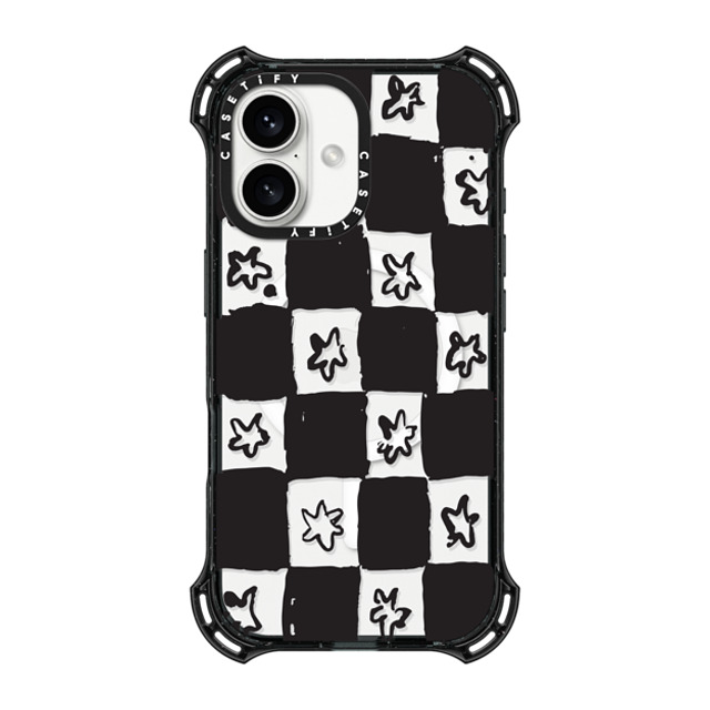 Shayla Bond x CASETiFY iPhone 16 Case Black バウンスケース Floral Checker Shayla Bond x CASETiFY iPhone 16 Case Black バウンスケース Floral Checker