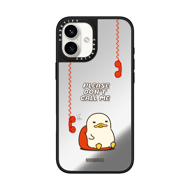 DUCKOO x CASETiFY iPhone 16 Plus �P�[�X Cartoon Silver on Black �~���[�P�[�X MagSafe�Ή� DON'T CALL DUCKOO