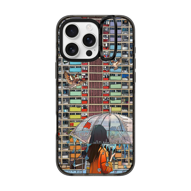 Vivian Ho x CASETiFY iPhone 16 Pro Max ケース ブラック インパクトリングスタンドケース MagSafe対応 Vivian Ho - Rainbow after Rain