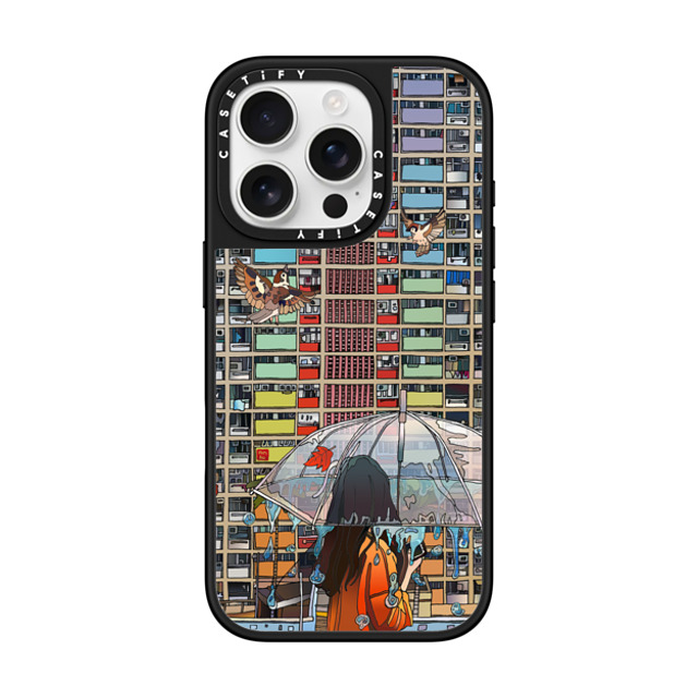 Vivian Ho x CASETiFY iPhone 16 Pro ケース Silver on Black ミラーケース MagSafe対応 Vivian Ho - Rainbow after Rain