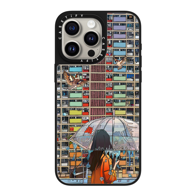 Vivian Ho x CASETiFY iPhone 15 Pro Max ケース Silver on Black ミラーケース MagSafe対応 Vivian Ho - Rainbow after Rain