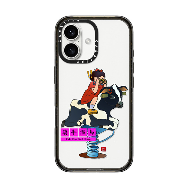 Vivian Ho x CASETiFY iPhone 16 ケース Cow,Animal ブラック インパクトケース Vivian Ho - Ride Cow Find Horse Father's Day Vivian Ho x CASETiFY iPhone 16 ケース Cow,Animal ブラック インパクトケース Vivian Ho - Ride Cow Find Horse Father's Day