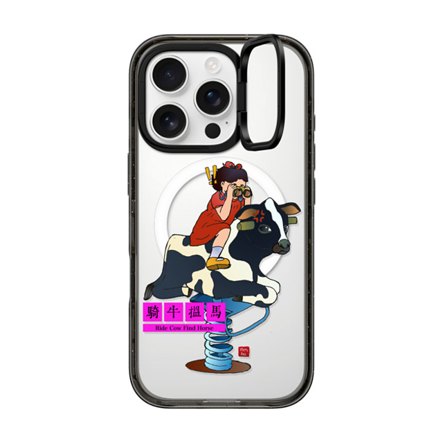 Vivian Ho x CASETiFY iPhone 16 Pro ケース Cow,Animal ブラック インパクトリングスタンドケース MagSafe対応 Vivian Ho - Ride Cow Find Horse Father's Day Vivian Ho x CASETiFY iPhone 16 Pro ケース Cow,Animal ブラック インパクトリングスタンドケース MagSafe対応 Vivian Ho - Ride Cow Find Horse Father's Day
