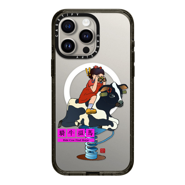 Vivian Ho x CASETiFY iPhone 15 Pro Max ケース Cow,Animal ブラック インパクトケース MagSafe対応 Vivian Ho - Ride Cow Find Horse Back to School Vivian Ho x CASETiFY iPhone 15 Pro Max ケース Cow,Animal ブラック インパクトケース MagSafe対応 Vivian Ho - Ride Cow Find Horse Back to School