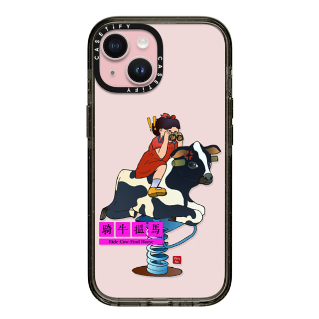 Vivian Ho x CASETiFY iPhone 15 ケース Cow,Animal ブラック インパクトケース Vivian Ho - Ride Cow Find Horse Father's Day Vivian Ho x CASETiFY iPhone 15 ケース Cow,Animal ブラック インパクトケース Vivian Ho - Ride Cow Find Horse Father's Day