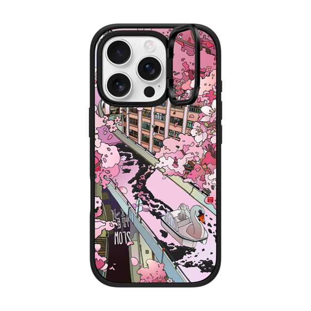 Vivian Ho x CASETiFY iPhone 16 Pro ケース マットブラック インパクトリングスタンドケース MagSafe対応 Vivian Ho - Sakura Dream