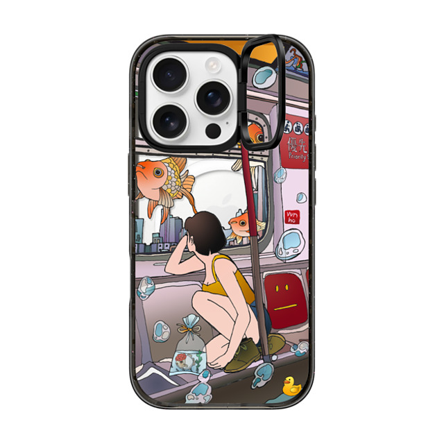 Vivian Ho x CASETiFY iPhone 16 Pro ケース ブラック インパクトリングスタンドケース MagSafe対応 Vivian Ho - Wish you were here