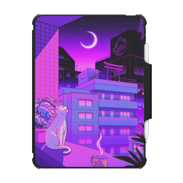 Owakita x CASETiFY iPad Pro 11-inch (第3/4世代) Cat,Animal ブラック インパクト フォリオ ケース Under the Neon Moon Father's Day Owakita x CASETiFY iPad Pro 11-inch (第3/4世代) Cat,Animal ブラック インパクト フォリオ ケース Under the Neon Moon Father's Day