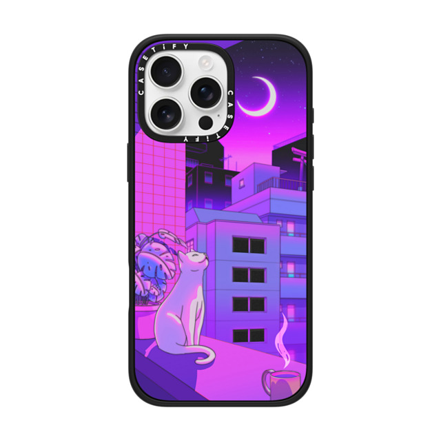 Owakita x CASETiFY iPhone 16 Pro Max ケース マットブラック インパクトケース MagSafe対応 Under The Neon Moon