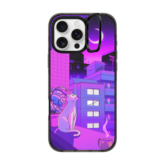 Owakita x CASETiFY iPhone 16 Pro Max ケース ブラック インパクトリングスタンドケース MagSafe対応 Under The Neon Moon