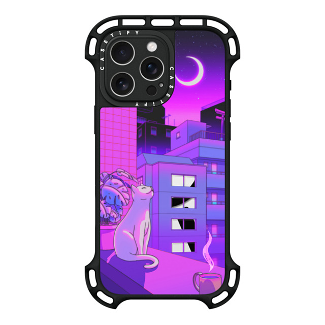 Owakita x CASETiFY iPhone 16 Pro Max ケース ブラック ウルトラ バウンスケース MagSafe対応 Under The Neon Moon