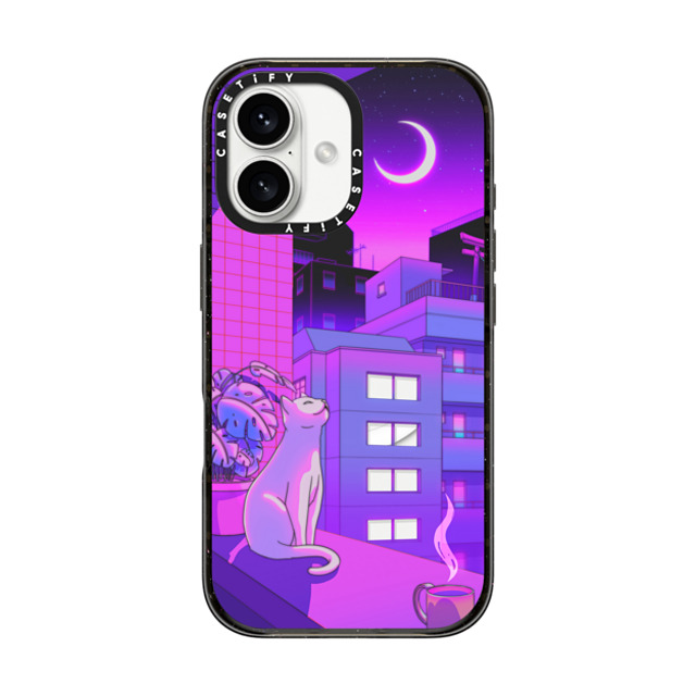 Owakita x CASETiFY iPhone 16 ケース ブラック インパクトケース MagSafe対応 Under The Neon Moon