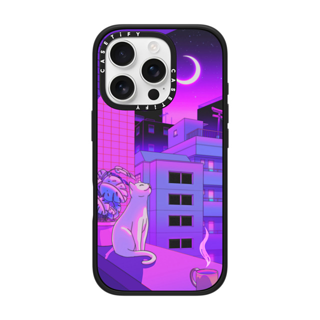 Owakita x CASETiFY iPhone 16 Pro ケース マットブラック インパクトケース MagSafe対応 Under The Neon Moon