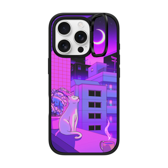 Owakita x CASETiFY iPhone 16 Pro ケース マットブラック インパクトリングスタンドケース MagSafe対応 Under The Neon Moon