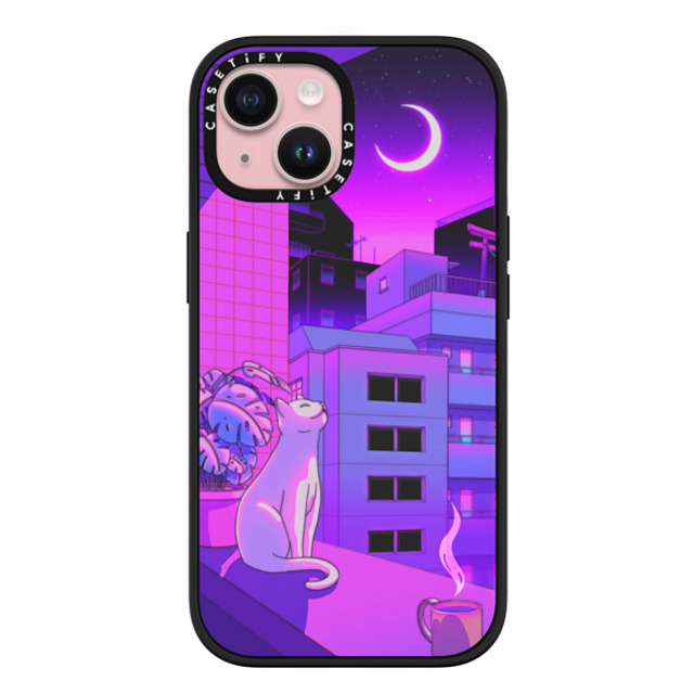 Owakita x CASETiFY iPhone 15 ケース マットブラック インパクトケース MagSafe対応 Under The Neon Moon