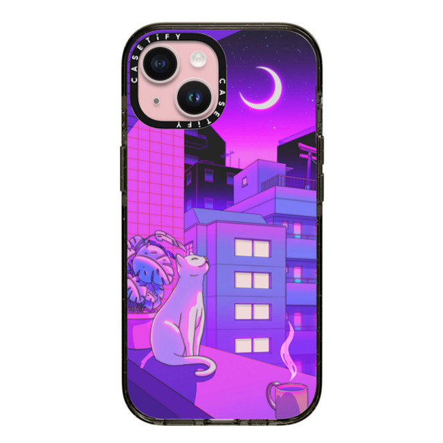 Owakita x CASETiFY iPhone 15 ケース ブラック インパクトケース Under The Neon Moon