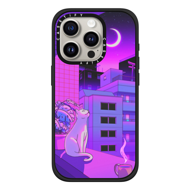 Owakita x CASETiFY iPhone 15 Pro ケース マットブラック インパクトケース MagSafe対応 Under The Neon Moon