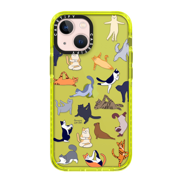 Lorraine Sorlet x CASETiFY iPhone 13 Mini Case ネオン イエロー Impact Case YOGA CATS Lorraine Sorlet x CASETiFY iPhone 13 Mini Case ネオン イエロー Impact Case YOGA CATS