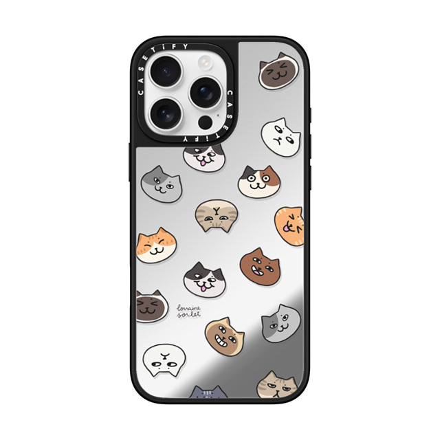 Lorraine Sorlet x CASETiFY iPhone 16 Pro Max ケース Silver on Black ミラーケース MagSafe対応 CATS MOOD