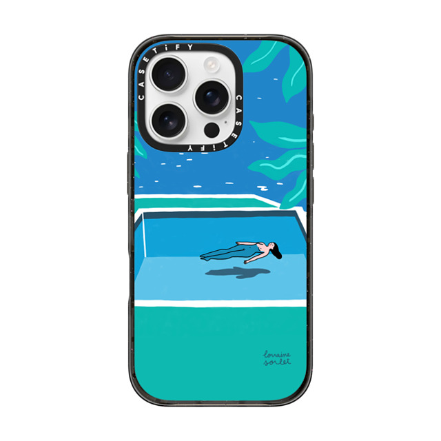 Lorraine Sorlet x CASETiFY iPhone 16 Pro ケース ブラック インパクトケース MagSafe対応 SWIMMING TIME