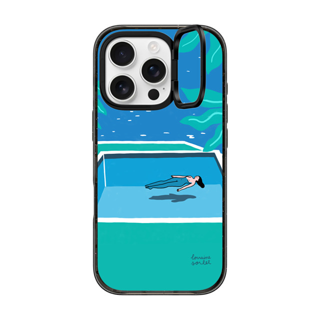 Lorraine Sorlet x CASETiFY iPhone 16 Pro ケース ブラック インパクトリングスタンドケース MagSafe対応 SWIMMING TIME