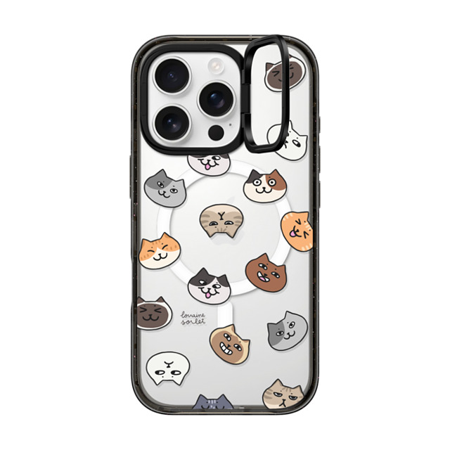 Lorraine Sorlet x CASETiFY iPhone 16 Pro ケース ブラック インパクトリングスタンドケース MagSafe対応 CATS MOOD