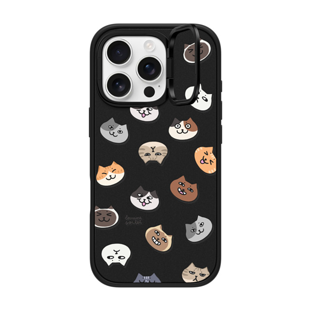 Lorraine Sorlet x CASETiFY iPhone 16 Pro ケース マットブラック インパクトリングスタンドケース MagSafe対応 CATS MOOD