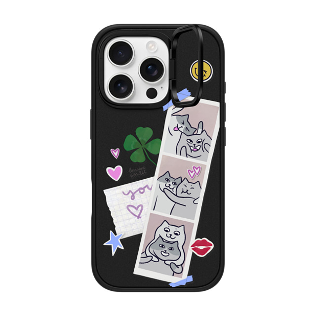 Lorraine Sorlet x CASETiFY iPhone 16 Pro ケース マットブラック インパクトリングスタンドケース MagSafe対応 CATS POLA