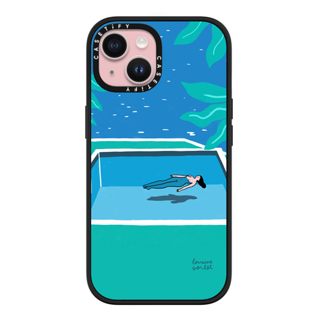 Lorraine Sorlet x CASETiFY iPhone 15 ケース マットブラック インパクトケース MagSafe対応 SWIMMING TIME