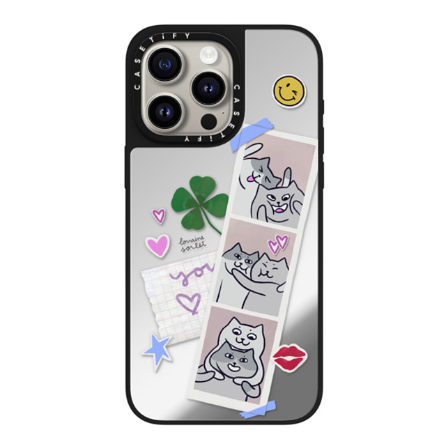 Lorraine Sorlet x CASETiFY iPhone 15 Pro Max ケース Silver on Black ミラーケース MagSafe対応 CATS POLA