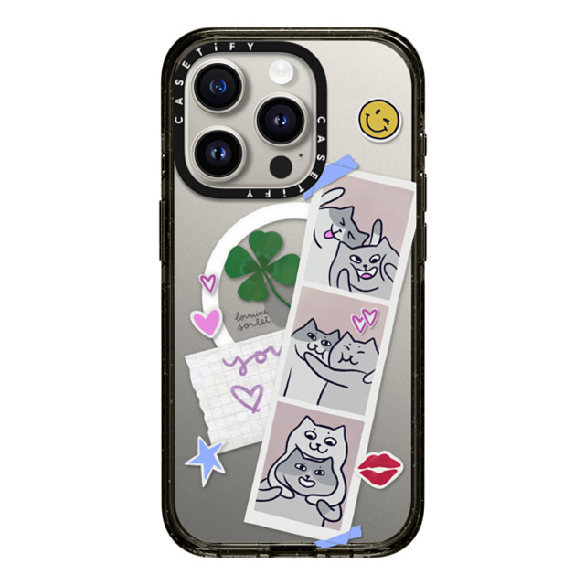 Lorraine Sorlet x CASETiFY iPhone 15 Pro ケース ブラック インパクトケース MagSafe対応 CATS POLA