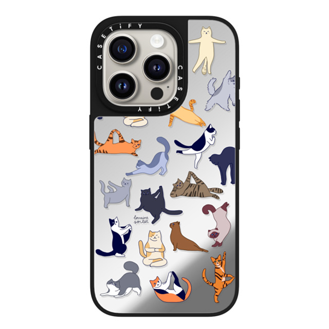 Lorraine Sorlet x CASETiFY iPhone 15 Pro Case Silver on Black ミラーケース MagSafe対応 YOGA CATS Lorraine Sorlet x CASETiFY iPhone 15 Pro Case Silver on Black ミラーケース MagSafe対応 YOGA CATS