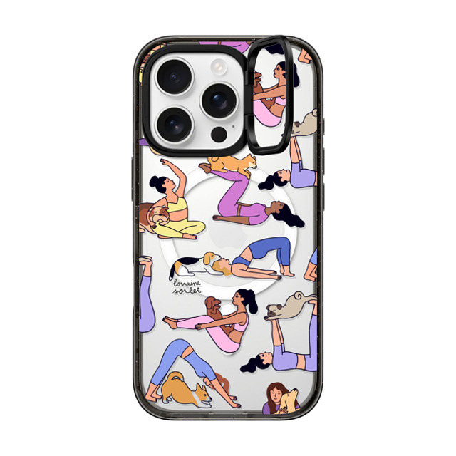 Lorraine Sorlet x CASETiFY iPhone 16 Pro ケース ブラック インパクトリングスタンドケース MagSafe対応 YOGI DOGS