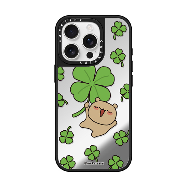 Wadada Bear x CASETiFY iPhone 16 Pro ケース Bear,Animal Silver on Black ミラーケース MagSafe対応 Wadadabear Lucky Moment Phone Case Back to School Wadada Bear x CASETiFY iPhone 16 Pro ケース Bear,Animal Silver on Black ミラーケース MagSafe対応 Wadadabear Lucky Moment Phone Case Back to School