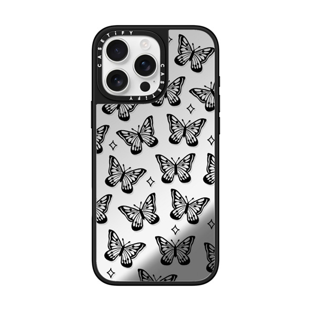 INKED by Dani x CASETiFY iPhone 16 Pro Max ケース Silver on Black ミラーケース MagSafe対応 Butterfly Dreams by INKED by Dani