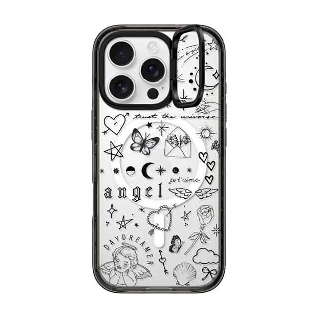 INKED by Dani x CASETiFY iPhone 16 Pro ケース ブラック インパクトリングスタンドケース MagSafe対応 Trust The Universe by INKED by Dani